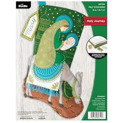 Bucilla , Holy Journey, Felt Applique 18" Stocking Making Kit, Perfect for Holiday DIY Arts and Crafts Projects, 89710E Bucilla , Holy Journey, Felt Applique 18" Stocking Making Kit, Perfect for Holiday DIY Arts and Crafts Projects, 89710E
