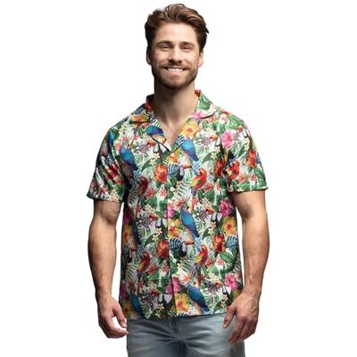 Boland Hawaii Shirt Tropical dla mężczyzn, koszula z krótkim rękawem, top na karnawał, imprezę tematyczną i JGA Boland Hawaii Shirt Tropical dla mężczyzn, koszula z krótkim rękawem, top na karnawał, imprezę tematyczną i JGA