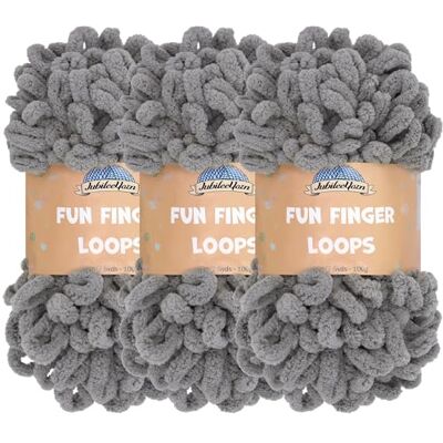 BambooMN JubileeYarn Fun Finger Loops przędza poliester Jumbo 100 g/Skein szara 3 motki BambooMN JubileeYarn Fun Finger Loops przędza poliester Jumbo 100 g/Skein szara 3 motki