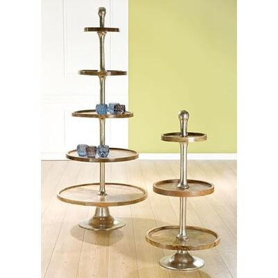 AlexandreHouse Etagere Mango wood, natural colors, silver colored, PU 1, L, 73 cm, W. 73 cm, wys. 173 cm AlexandreHouse Etagere Mango wood, natural colors, silver colored, PU 1, L, 73 cm, W. 73 cm, wys. 173 cm