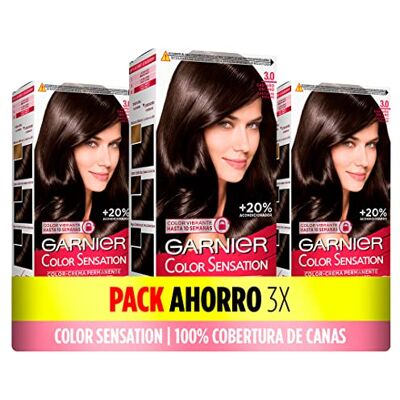 Garnier Color Sensation trwałe i intensywne kolorowanie wielokrotnego użytku z miską i pędzlem, 3.0 ciemny kasztan, opakowanie 3 szt Garnier Color Sensation trwałe i intensywne kolorowanie wielokrotnego użytku z miską i pędzlem, 3.0 ciemny kasztan, opakowanie 3 szt