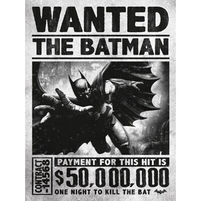 Pyramid DC Comics WDC92263 Batman Arkham Origins poszukiwany wydruk na płótnie na wydruku Mdf Pyramid DC Comics WDC92263 Batman Arkham Origins poszukiwany wydruk na płótnie na wydruku Mdf