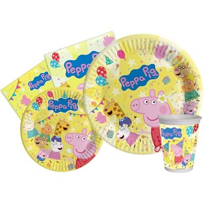 Ciao Tableware Party Pack Peppa Pig Peppa's Birthday for 24 people (112 pcs: 24 plates Ø23cm, 24 plates Ø18cm, 24 cups 250ml, 40 napkins 33x33cm) in eco-friendly compostable paper Ciao Tableware Party Pack Peppa Pig Peppa's Birthday for 24 people (112 pcs: 24 plates Ø23cm, 24 plates Ø18cm, 24 cups 250ml, 40 napkins 33x33cm) in eco-friendly compostable paper