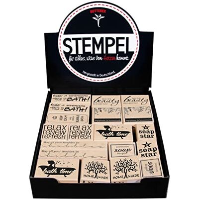 Rayher Stojak Drewniane Znaki Wellness/Beauty 19 szt. div. wzory, 29057000 Rayher Stojak Drewniane Znaki Wellness/Beauty 19 szt. div. wzory, 29057000