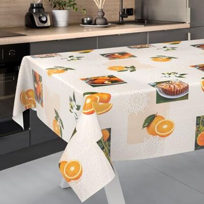 ANRO Obrus ceratowy, zmywalny, motyw ogrodu, obrus ceratowy do użytku wewnątrz i na zewnątrz, 100 x 140 cm, krawędź cięcia, pomarańczowa ANRO Obrus ceratowy, zmywalny, motyw ogrodu, obrus ceratowy do użytku wewnątrz i na zewnątrz, 100 x 140 cm, krawędź cięcia, pomarańczowa