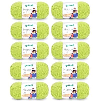 Gründl "Happy Uni", 10 x kulki 100 g przędzy dziewiarskiej, 100% akryl, 40 cm x 39 cm x 9 cm, 100% poliakryl, limonka, 40 x 39 x 9 cm Gründl "Happy Uni", 10 x kulki 100 g przędzy dziewiarskiej, 100% akryl, 40 cm x 39 cm x 9 cm, 100% poliakryl, limonka, 40 x 39 x 9 cm