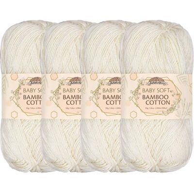 BambooMN JubileeYarn Baby Miękka bambusowa przędza bawełniana 50 g/Skein Moon Beam 4 motki BambooMN JubileeYarn Baby Miękka bambusowa przędza bawełniana 50 g/Skein Moon Beam 4 motki