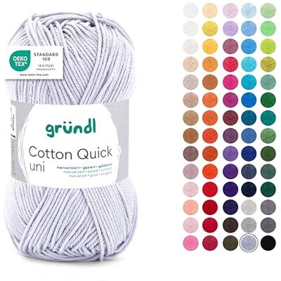 Gründl Wełna Cotton Quick uni cienka wełna do szydełkowania przędza do robienia na drutach przędza do szydełkowania błyszcząca i przyjazna dla skóry 100% bawełna 1 kłębek 50 g / 125 m Gründl Wełna Cotton Quick uni cienka wełna do szydełkowania przędza do robienia na drutach przędza do szydełkowania błyszcząca i przyjazna dla skóry 100% bawełna 1 kłębek 50 g / 125 m