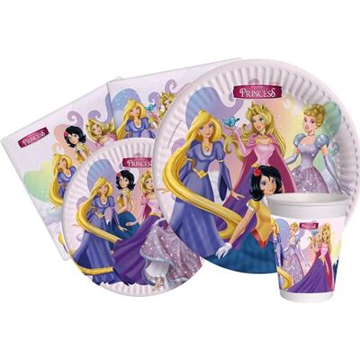 Ciao Tableware Party Pack Fairytale Princess for 24 people (112 pcs: 24 plates Ø23cm, 24 plates Ø18cm, 24 cups 250ml, 40 napkins 33x33cm) in eco-friendly compostable paper Ciao Tableware Party Pack Fairytale Princess for 24 people (112 pcs: 24 plates Ø23cm, 24 plates Ø18cm, 24 cups 250ml, 40 napkins 33x33cm) in eco-friendly compostable paper