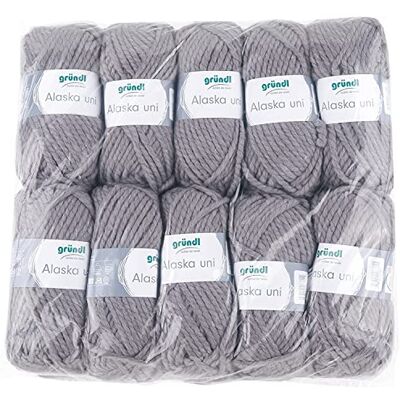 Gründl 3350-09 Alaska Uni, opakowanie ekonomiczne 10 kłębków po 100 G przędza do robienia na drutach, 80% poliakryl, 20% wełna, średni szary, 40 x 37 x 11 cm Gründl 3350-09 Alaska Uni, opakowanie ekonomiczne 10 kłębków po 100 G przędza do robienia na drutach, 80% poliakryl, 20% wełna, średni szary, 40 x 37 x 11 cm