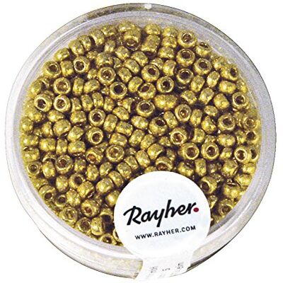 Rayher 1406806 Rocailles, 2,6 mm ø, masa perłowa, puszka 17 g, złoto, nie Rayher 1406806 Rocailles, 2,6 mm ø, masa perłowa, puszka 17 g, złoto, nie