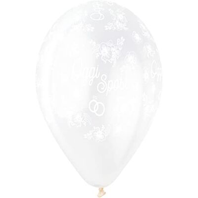 Ciao 25 balonów weselnych "Oggi Sposi", kryształki z naturalnego lateksu, jakość premium G120 (Ø 33 cm, przezroczyste Ciao 25 balonów weselnych "Oggi Sposi", kryształki z naturalnego lateksu, jakość premium G120 (Ø 33 cm, przezroczyste