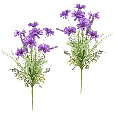 Flair Flower Sztuczny bukiet stokrotek zestaw 2 sztuk, 50 cm, bukiet sztucznych stokrotek, jedwabne kwiaty, rumianek, sztuczne kwiaty, bukiet, kwiaty, wesele, dekoracja stołu, fioletowy Flair Flower Sztuczny bukiet stokrotek zestaw 2 sztuk, 50 cm, bukiet sztucznych stokrotek, jedwabne kwiaty, rumianek, sztuczne kwiaty, bukiet, kwiaty, wesele, dekoracja stołu, fioletowy