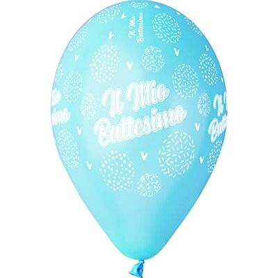 Ciao Opakowanie 25 balonów "Il Mio Battesimo" z naturalnego lateksu najwyższej jakości G120 (średnica 33 cm/13 "), pastelowe jasnoniebieskie Ciao Opakowanie 25 balonów "Il Mio Battesimo" z naturalnego lateksu najwyższej jakości G120 (średnica 33 cm/13 "), pastelowe jasnoniebieskie