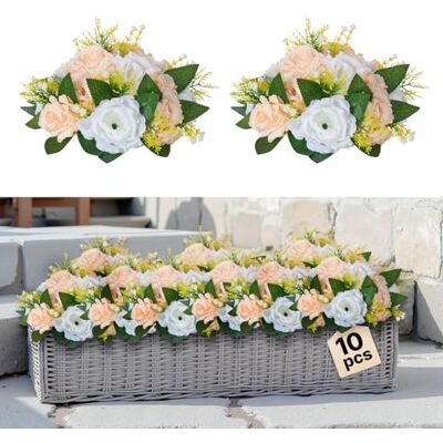 VEVOR Bukiet sztucznych kwiatów, 10 sztuk, średnica 24 cm, dekoracja na ślub, sztuczne kompozycje kwiatowe na ceremonie, przyjęcia, dekoracje zewnętrzne, białe i szampańskie VEVOR Bukiet sztucznych kwiatów, 10 sztuk, średnica 24 cm, dekoracja na ślub, sztuczne kompozycje kwiatowe na ceremonie, przyjęcia, dekoracje zewnętrzne, białe i szampańskie