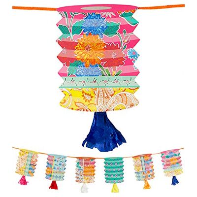 Talking Tables Girlanda Boho Papierowa Latarnia Bunting z Frędzlami 3m Jasne kolorowe dekoracje Boho na urodziny, fiestę, chińskie świętowanie, letni ogród Talking Tables Girlanda Boho Papierowa Latarnia Bunting z Frędzlami 3m Jasne kolorowe dekoracje Boho na urodziny, fiestę, chińskie świętowanie, letni ogród