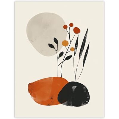 Artery8 Skały i dzikie kwiaty jasny styl boho japoński salon duży plakat na ścianę druk gruby papier 45 x 61 cm Artery8 Skały i dzikie kwiaty jasny styl boho japoński salon duży plakat na ścianę druk gruby papier 45 x 61 cm