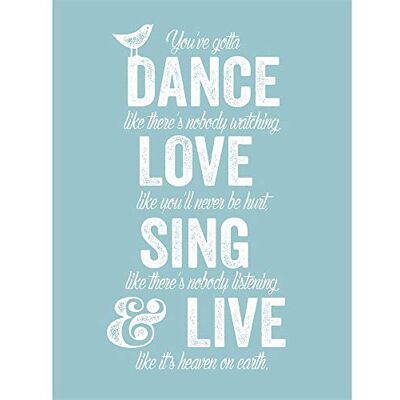 Wee Blue Coo Dance Love Sing Live Blue Art Print plakat dekoracja ścienna 30 x 40 cm Wee Blue Coo Dance Love Sing Live Blue Art Print plakat dekoracja ścienna 30 x 40 cm