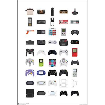 Close Up Controllers and Handheld Consoles plakat przegląd różnych kontrolerów i podręcznych Close Up Controllers and Handheld Consoles plakat przegląd różnych kontrolerów i podręcznych