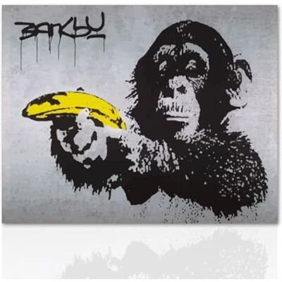 Declea Nowoczesny obraz Monkey z bananem Banksy gotowy do powieszenia hołd Banksy płótno sztuka współczesna ręcznie wykonana drewniana rama Declea Nowoczesny obraz Monkey z bananem Banksy gotowy do powieszenia hołd Banksy płótno sztuka współczesna ręcznie wykonana drewniana rama