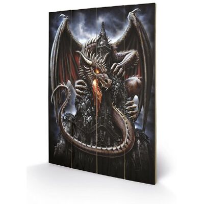 Druk na drewnie Spiralny smok lawa - Sztuka ścienna Druk na drewnie Spiralny smok lawa - Sztuka ścienna