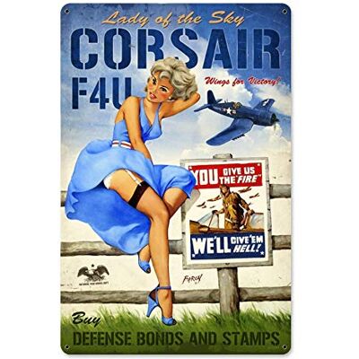 Maizeco YY-one Corsair F4u Pin Up Girl metalowe tabliczki blaszane 20 x 30 cm do baru wewnątrz restauracji pokoju tawerny plakietka plakat spersonalizowany. Maizeco YY-one Corsair F4u Pin Up Girl metalowe tabliczki blaszane 20 x 30 cm do baru wewnątrz restauracji pokoju tawerny plakietka plakat spersonalizowany.