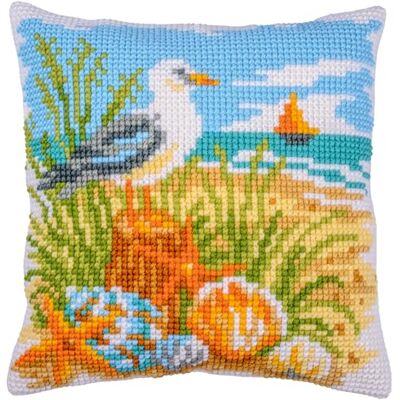Vervaco Zestaw do Haftu Krzyżykowego Poduszka BRYZA OCEANICZNA Kanwa z Nadrukiem 40 x 40 cm Gruba Włóczka Akrylowa Zrób to Sam Dekoracja Domu DIY Cross Stitch Kit Vervaco Zestaw do Haftu Krzyżykowego Poduszka BRYZA OCEANICZNA Kanwa z Nadrukiem 40 x 40 cm Gruba Włóczka Akrylowa Zrób to Sam Dekoracja Domu DIY Cross Stitch Kit