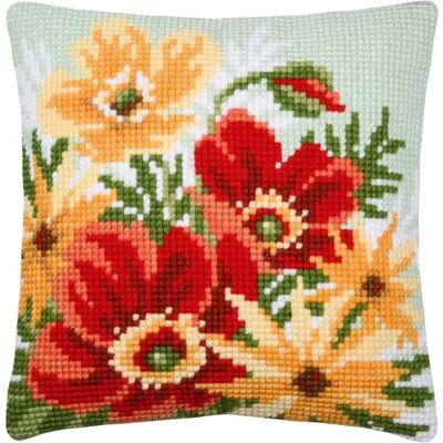 Vervaco Zestaw do Haftu Krzyżykowego Poduszka BUKIET MAKÓW Kanwa z Nadrukiem 40 x 40 cm Gruba Włóczka Akrylowa Zrób to Sam Dekoracja Domu DIY Cross Stitch Kit Vervaco Zestaw do Haftu Krzyżykowego Poduszka BUKIET MAKÓW Kanwa z Nadrukiem 40 x 40 cm Gruba Włóczka Akrylowa Zrób to Sam Dekoracja Domu DIY Cross Stitch Kit