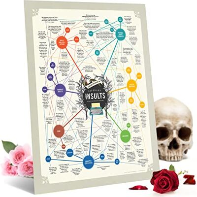 Curious Charts Commission Plakat prezentowy z literackim obelgami zabawne i bezczelne cytaty znanych autorów i książek regularny rozmiar 40 x 50 cm wyprodukowano w USA dla czytelników, miłośników książek, studentów i Curious Charts Commission Plakat prezentowy z literackim obelgami zabawne i bezczelne cytaty znanych autorów i książek regularny rozmiar 40 x 50 cm wyprodukowano w USA dla czytelników, miłośników książek, studentów i