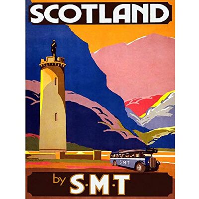 Wee Blue Coo Podróż Glenfinnan Monument Highland Scotland Autobus Coach UK vintage sztuka nadruk plakat dekoracja ścienna 30 x 40 cm Wee Blue Coo Podróż Glenfinnan Monument Highland Scotland Autobus Coach UK vintage sztuka nadruk plakat dekoracja ścienna 30 x 40 cm