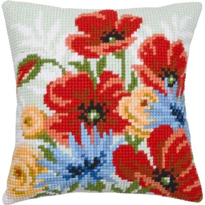 Vervaco Zestaw do Haftu Krzyżykowego Poduszka BUKIET MAKÓW Kanwa z Nadrukiem 40 x 40 cm Gruba Włóczka Akrylowa Zrób to Sam Dekoracja Domu DIY Cross Stitch Kit Vervaco Zestaw do Haftu Krzyżykowego Poduszka BUKIET MAKÓW Kanwa z Nadrukiem 40 x 40 cm Gruba Włóczka Akrylowa Zrób to Sam Dekoracja Domu DIY Cross Stitch Kit