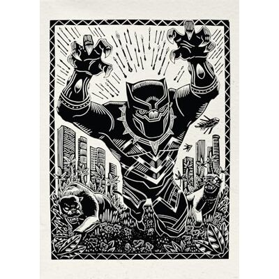 Komar Obraz ścienny Marvel Black Panther Lino-Cut Charge wymiary 50 x 70 cm pokój dziecięcy, dekoracja ścienna Komar Obraz ścienny Marvel Black Panther Lino-Cut Charge wymiary 50 x 70 cm pokój dziecięcy, dekoracja ścienna
