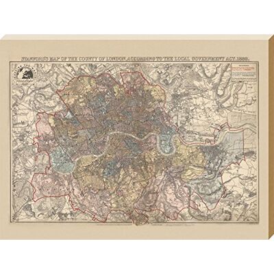 Stanfords Mapa hrabstwa Londynu 1888 płótno, wielokolorowe, 60 x 80 cm Stanfords Mapa hrabstwa Londynu 1888 płótno, wielokolorowe, 60 x 80 cm