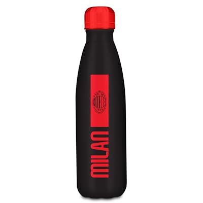 Seven Milan czarna butelka na wodę, 500 ml, stal nierdzewna, bez BPA, szczelna, szczelna, 12 h/zimno, 24 h, szkoła, sport, podróż, dla chłopców, pomysł na prezent dla fanów Seven Milan czarna butelka na wodę, 500 ml, stal nierdzewna, bez BPA, szczelna, szczelna, 12 h/zimno, 24 h, szkoła, sport, podróż, dla chłopców, pomysł na prezent dla fanów