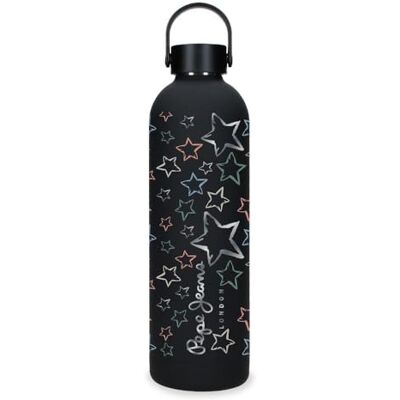 6063147 Pepe Jeans Abbey Butelka ze stali nierdzewnej czarna 7x26,5x7 cm Stal nierdzewna firmy Joumma Bags, Czarny (Black), Talla única, Butelka ze stali nierdzewnej 6063147 Pepe Jeans Abbey Butelka ze stali nierdzewnej czarna 7x26,5x7 cm Stal nierdzewna firmy Joumma Bags, Czarny (Black), Talla única, Butelka ze stali nierdzewnej
