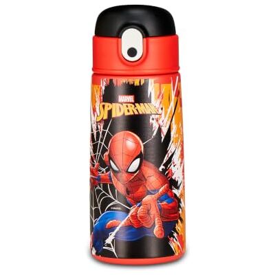 Seven Kid Spiderman butelka na wodę, niebieska, 460 ml, stal nierdzewna, bez BPA, szczelna, ciepła 12 h/zimno 24 h, szczelna, wielokrotnego użytku, szkoła, sport, podróż, dla dzieci, pomysł na Seven Kid Spiderman butelka na wodę, niebieska, 460 ml, stal nierdzewna, bez BPA, szczelna, ciepła 12 h/zimno 24 h, szczelna, wielokrotnego użytku, szkoła, sport, podróż, dla dzieci, pomysł na