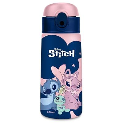 Seven LILO & STITCH butelka na wodę, 460 ml, różowo-niebieski, ze stali nierdzewnej wolna od BPA, słomka, utrzymująca temperaturę: ciepła przez 12 h/zimno 24 h, oficjalny produkt, pomysł na prezent Seven LILO & STITCH butelka na wodę, 460 ml, różowo-niebieski, ze stali nierdzewnej wolna od BPA, słomka, utrzymująca temperaturę: ciepła przez 12 h/zimno 24 h, oficjalny produkt, pomysł na prezent