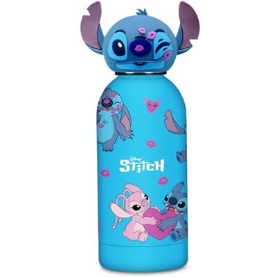 Seven LILO & STITCH butelka na wodę z konturowym wieczkiem, niebieski, 350 ml, stal nierdzewna, bez BPA, szczelna, ciepła 12 h/zimna 24 h, szczelna, szkoła, sport, podróż, dla dzieci, pomysł na Seven LILO & STITCH butelka na wodę z konturowym wieczkiem, niebieski, 350 ml, stal nierdzewna, bez BPA, szczelna, ciepła 12 h/zimna 24 h, szczelna, szkoła, sport, podróż, dla dzieci, pomysł na