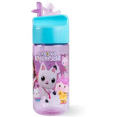 p:os Gabby's Dollhouse Butelka na napoje dla dzieci, 430 ml, ze słomką, mała butelka idealna do przedszkola, na plac zabaw lub do domu, dla dziewcząt, fioletowa p:os Gabby's Dollhouse Butelka na napoje dla dzieci, 430 ml, ze słomką, mała butelka idealna do przedszkola, na plac zabaw lub do domu, dla dziewcząt, fioletowa