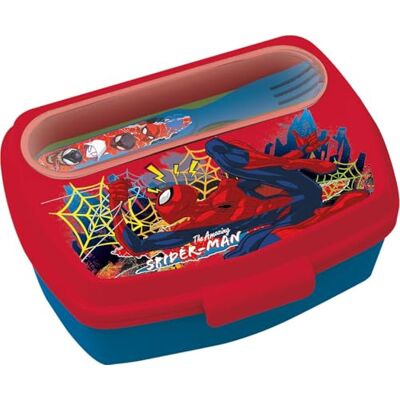 TataWay in viaggio si cresce Spiderman Marvel Tataway Sandwich Box ze sztućcami w zestawie pudełko na lunch dla dzieci, szkoły i wypoczynku, trwałe i bezpieczne pudełko na lunch TataWay in viaggio si cresce Spiderman Marvel Tataway Sandwich Box ze sztućcami w zestawie pudełko na lunch dla dzieci, szkoły i wypoczynku, trwałe i bezpieczne pudełko na lunch