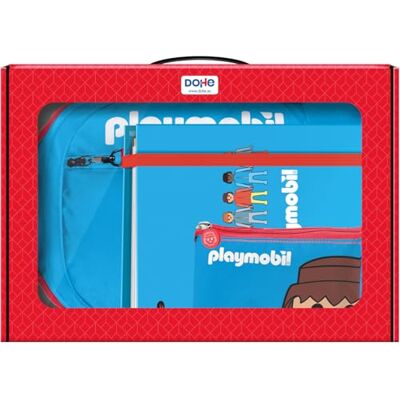 51662 Dohe Duży plecak szkolny, potrójny piórnik i segregator z 100 arkuszami zestaw podstawowy dla dzieci, teczka, przybory szkolne, Playmobil Core, 51,5 x 36,5 x 10,5 cm, Walizka szkolna z górnym 51662 Dohe Duży plecak szkolny, potrójny piórnik i segregator z 100 arkuszami zestaw podstawowy dla dzieci, teczka, przybory szkolne, Playmobil Core, 51,5 x 36,5 x 10,5 cm, Walizka szkolna z górnym