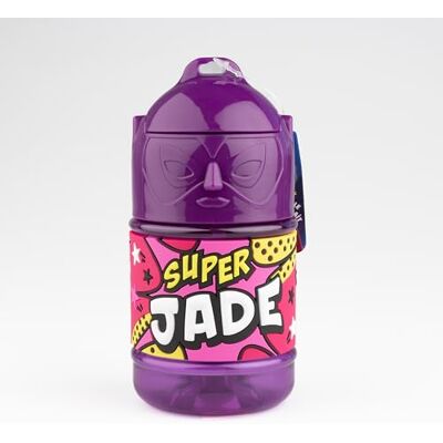 Spersonalizowana butelka dla dzieci, butelka na wodę ze słomką Super Jade Spersonalizowana butelka dla dzieci, butelka na wodę ze słomką Super Jade
