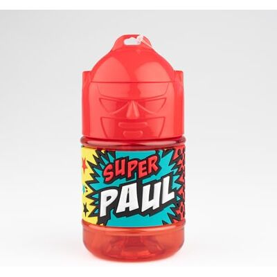 Spersonalizowana butelka dla dzieci, butelka na wodę ze słomką Super Paul Spersonalizowana butelka dla dzieci, butelka na wodę ze słomką Super Paul