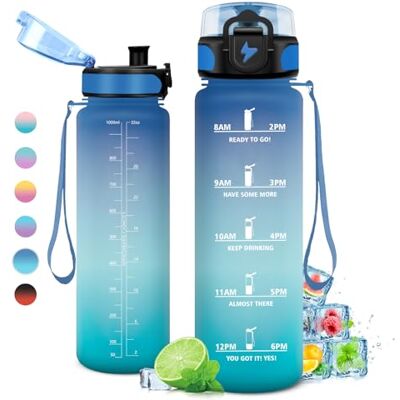 TY-SDZYG-1000ML-JB-Blue-Green KollyKolla Motywacyjna butelka na wodę 1 l, z planami picia, bez BPA, odporna na wycieki sportowa butelka na wodę, 1 l dla dorosłych, dzieci, na siłownię, do pracy, na rower, siłownię TY-SDZYG-1000ML-JB-Blue-Green KollyKolla Motywacyjna butelka na wodę 1 l, z planami picia, bez BPA, odporna na wycieki sportowa butelka na wodę, 1 l dla dorosłych, dzieci, na siłownię, do pracy, na rower, siłownię