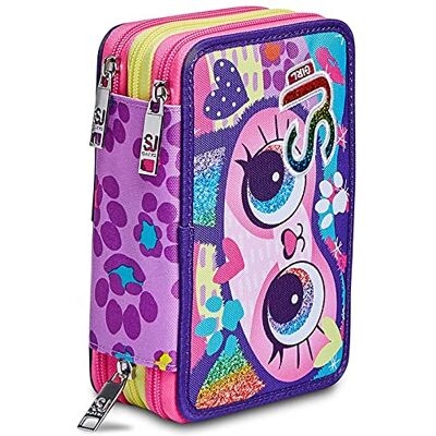 3C2012151-379 SJ GANG Pencil case Pen bag, multicolor, Box for Stationery, Pen Pouch filled with Pens, Markers & more, Perfect for School Supplies, for Kids Girls&Boys, 3 compartments, XXL SJ-Pattern 3C2012151-379 SJ GANG Pencil case Pen bag, multicolor, Box for Stationery, Pen Pouch filled with Pens, Markers & more, Perfect for School Supplies, for Kids Girls&Boys, 3 compartments, XXL SJ-Pattern