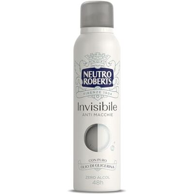 Neutro Roberts , Niewidoczny dezodorant w sprayu, zero alkoholu, bez plam, z czystym olejkiem glicerynowym, dezodorant dla mężczyzn i kobiet, testowany dermatologicznie, 150 ml, 48 h Neutro Roberts , Niewidoczny dezodorant w sprayu, zero alkoholu, bez plam, z czystym olejkiem glicerynowym, dezodorant dla mężczyzn i kobiet, testowany dermatologicznie, 150 ml, 48 h
