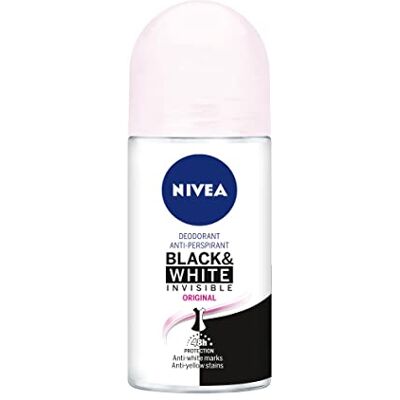 NIVEA Black & White Invisible Original Roll-on w opakowaniu 6 (6 x 50 ml), antyperspirant do miękkiej skóry z zapachem, dezodorant roll on do ochrony odzieży NIVEA Black & White Invisible Original Roll-on w opakowaniu 6 (6 x 50 ml), antyperspirant do miękkiej skóry z zapachem, dezodorant roll on do ochrony odzieży