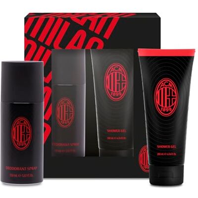 DIAMOND INTERNATIONAL MILAN Męskie pudełko na prezent, dezodorant 150 ml + żel pod prysznic 200 ml + oficjalna piłka AC Milan DIAMOND INTERNATIONAL MILAN Męskie pudełko na prezent, dezodorant 150 ml + żel pod prysznic 200 ml + oficjalna piłka AC Milan