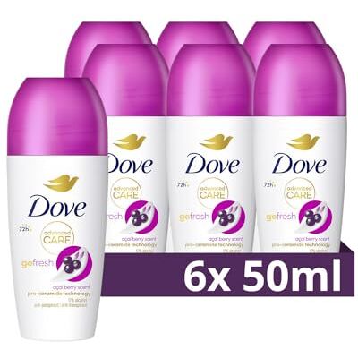 Dove Gdzie, Dezodorant Roll On Advanced Care Açai, Dezodorant Antyperspirant, delikatna formuła z potrójnym działaniem nawilżającym, Ochrona do 48 godzin, Dezodorant mężczyźni i kobiety, 6 sztuk 50 ml Dove Gdzie, Dezodorant Roll On Advanced Care Açai, Dezodorant Antyperspirant, delikatna formuła z potrójnym działaniem nawilżającym, Ochrona do 48 godzin, Dezodorant mężczyźni i kobiety, 6 sztuk 50 ml