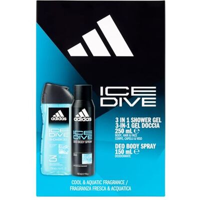 Adidas , Pudełko upominkowe Ice Dive, dezodorant w sprayu do ciała 150 ml i żel pod prysznic 3 w 1, 250 ml Adidas , Pudełko upominkowe Ice Dive, dezodorant w sprayu do ciała 150 ml i żel pod prysznic 3 w 1, 250 ml